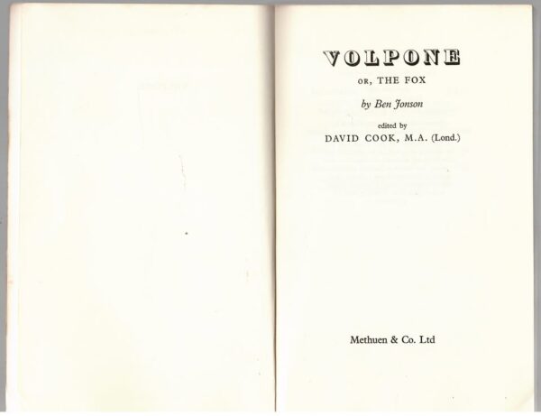Volpone: Or, The Fox — Ben Jonson secondhand book