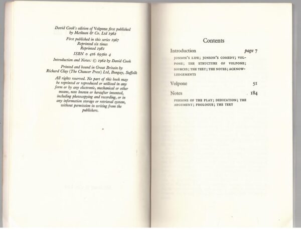 Volpone: Or, The Fox — Ben Jonson secondhand book