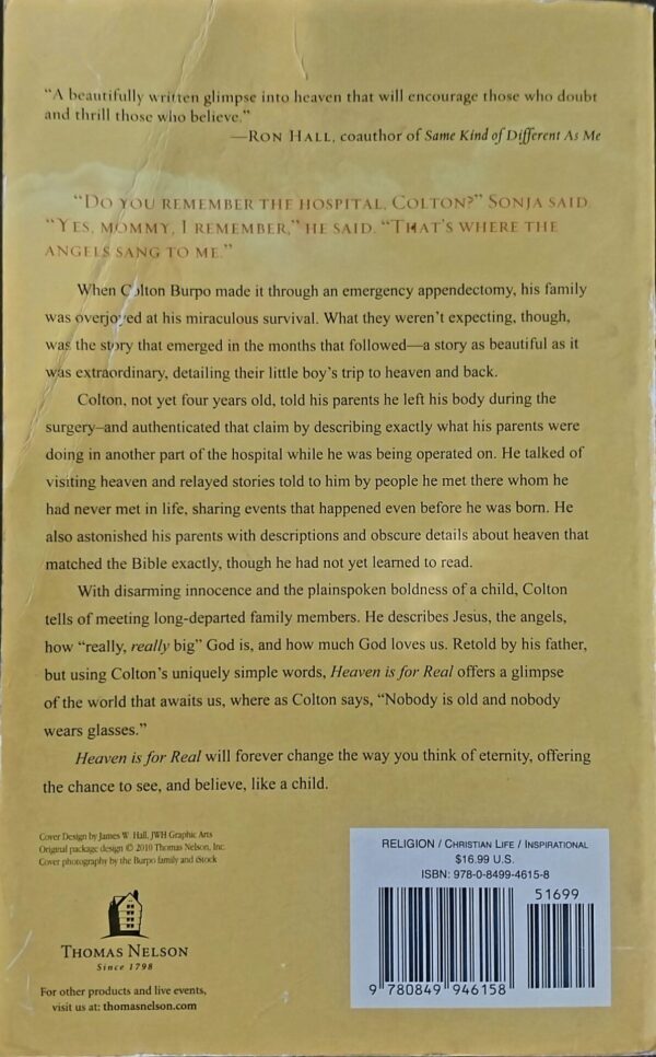 Heaven Is For Real – Todd Burpo, Lynn Vincent secondhand book