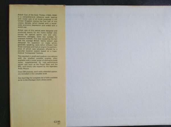British Cars Of The Early Thirties 1930-1934 secondhand book