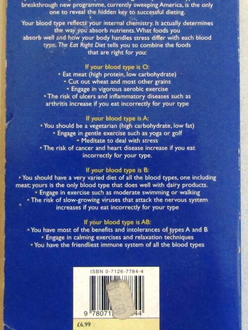 The Eat Right Diet – Peter D’Adamo Et Al secondhand book