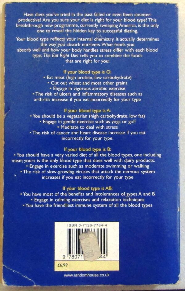 The Eat Right Diet – Peter D’Adamo Et Al secondhand book