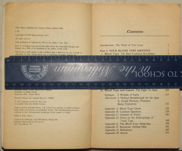 The Eat Right Diet – Peter D’Adamo Et Al secondhand book