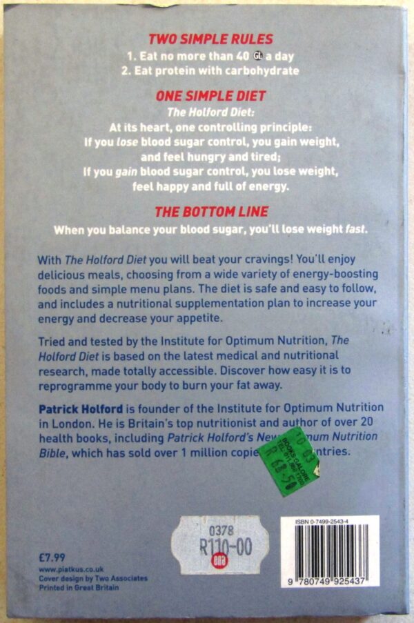 The Holford Diet – Patrick Holford secondhand book