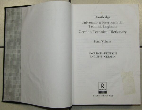 Routledge German Technical Dictionary: English-German secondhand book