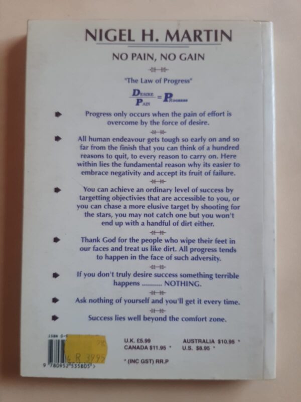 No Pain No Gain – Nigel H. Martin secondhand book