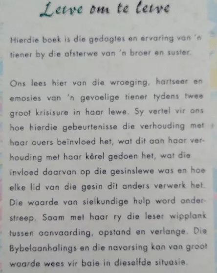 Lewe Om Te Lewe – Nadine Du Toit secondhand book