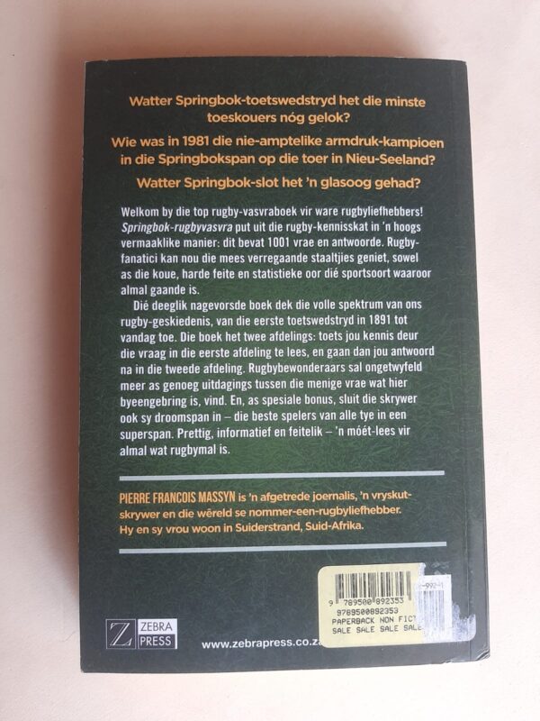 Springbok-Rugbyvasvra: 1001 Vrae En Antwoorde – Pierre Francois Massyn secondhand book