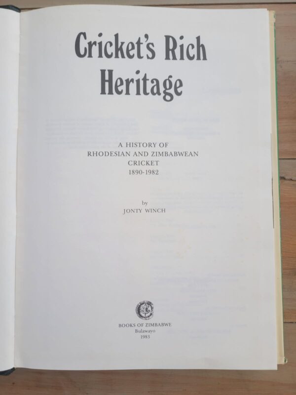 Cricket’s Rich Heritage – Jonty Winch secondhand book