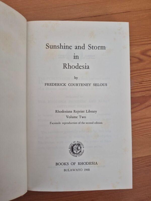Sunshine & Storm In Rhodesia – F.C. Selous secondhand book