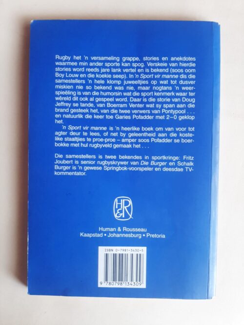 ‘n Sport Vir Manne: Rugbystories Van Oraloor – Fritz Joubert, Schalk Burger secondhand book