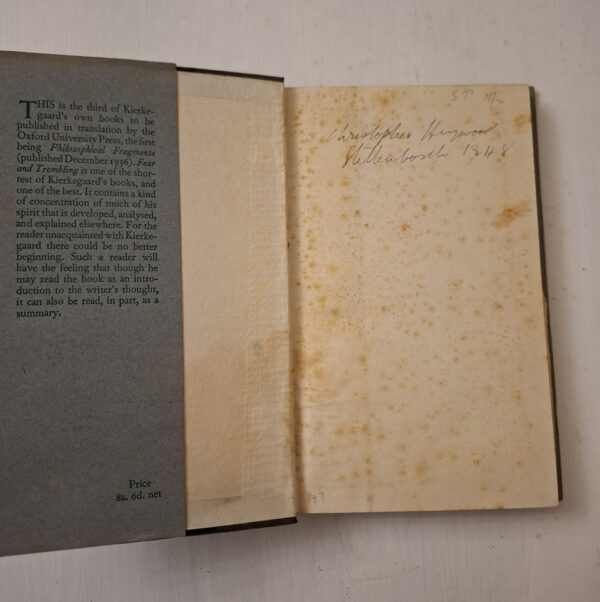 Fear And Trembling – Søren Kierkegaard, Robert Payne secondhand book