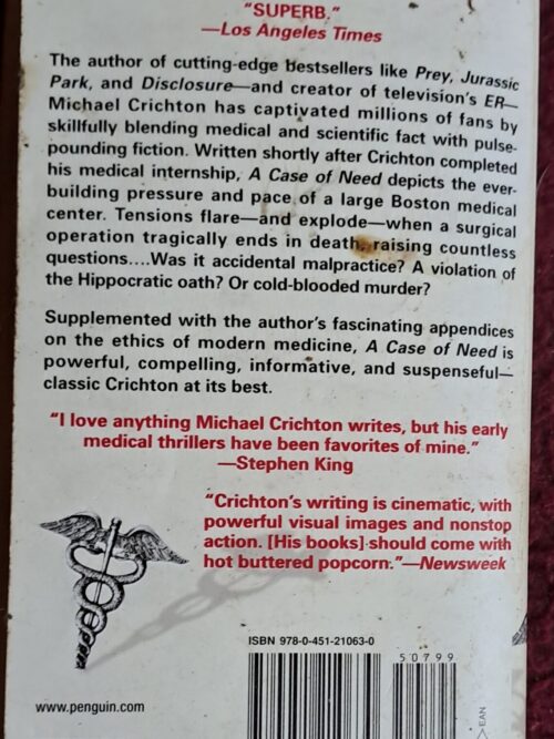 A Case Of Need – Michael Crichton secondhand book