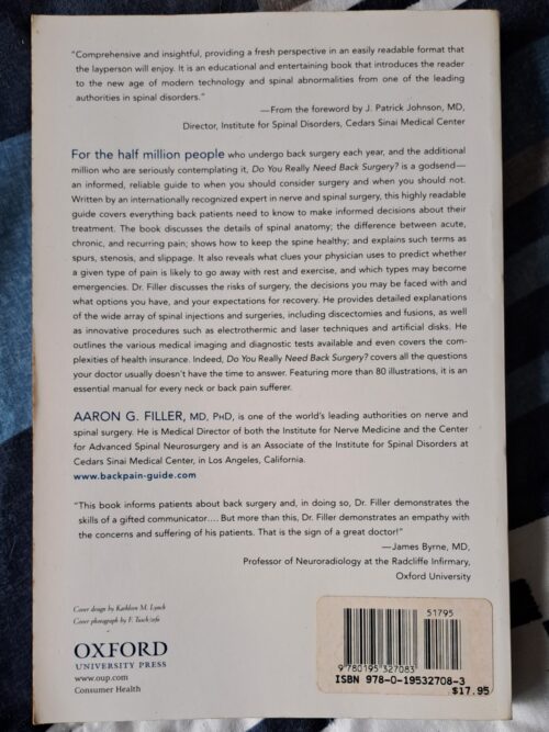 Do You Really Need Back Surgery? – Aaron G. Filler secondhand book