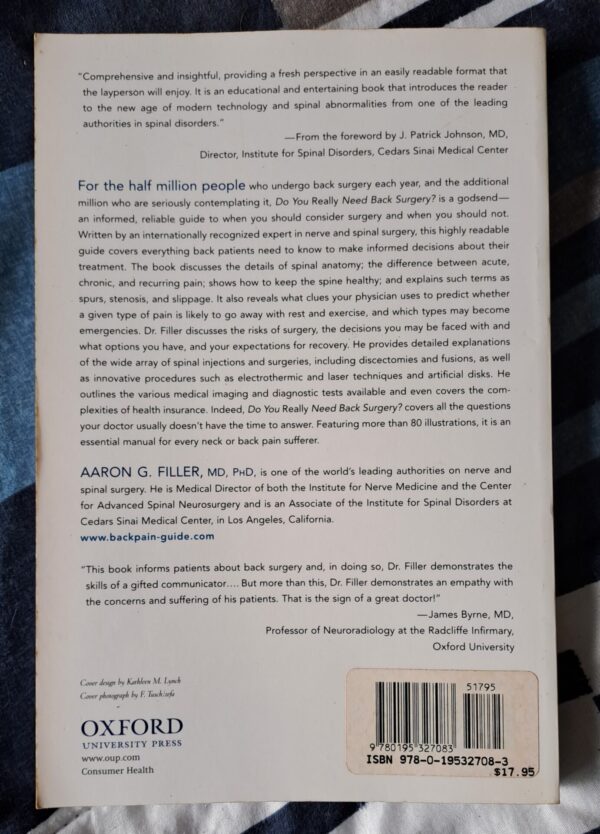 Do You Really Need Back Surgery? – Aaron G. Filler secondhand book