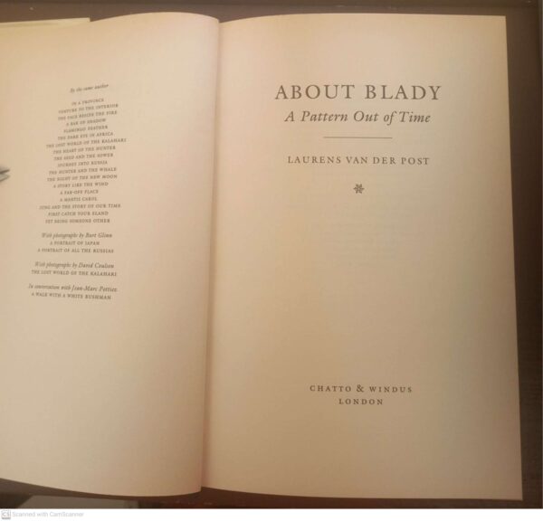 About Blady: A Pattern Out Of Time ~ Laurens Van Der Post secondhand book