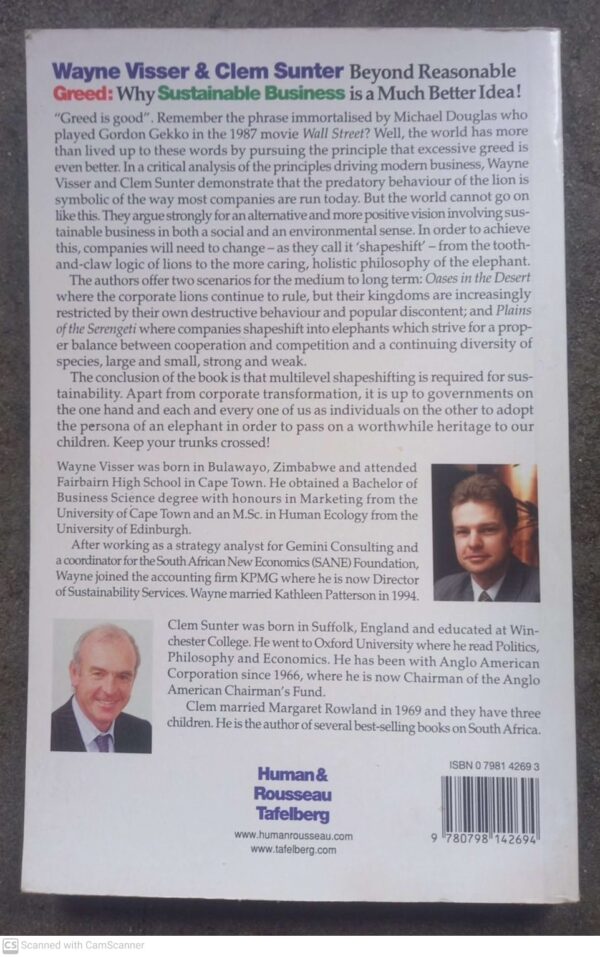 Beyond Reasonable Greed – Wayne Visser, Clem Sunter *SIGNED* secondhand book