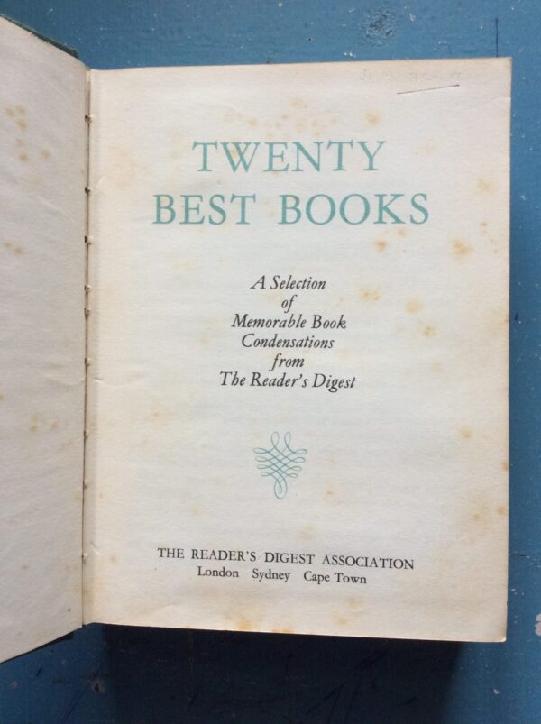 Reader’s Digest Twenty Best Books – Various secondhand book