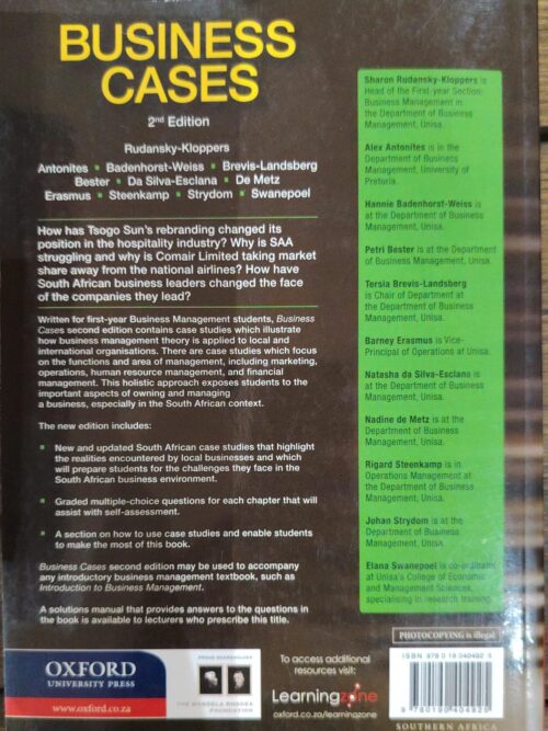 Business Cases – Rudansky-Kloppers secondhand book