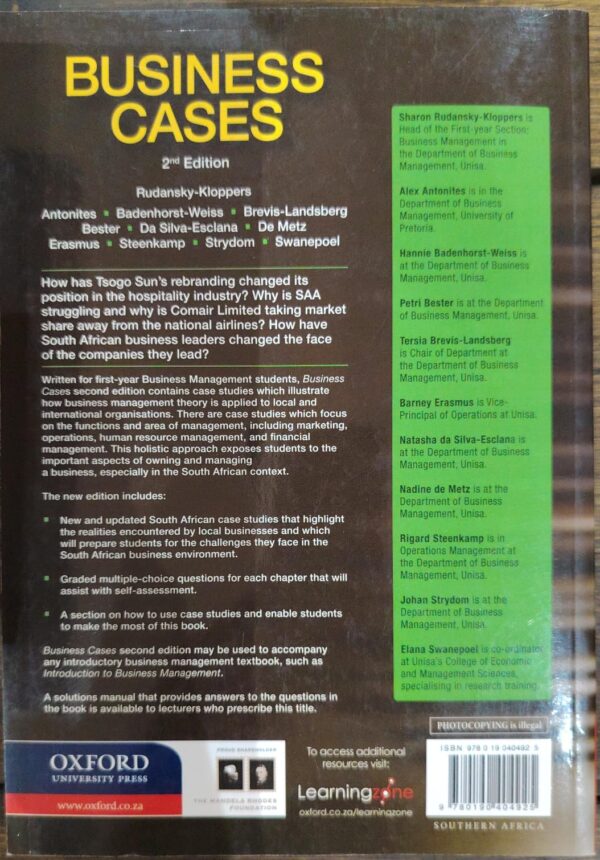 Business Cases – Rudansky-Kloppers secondhand book