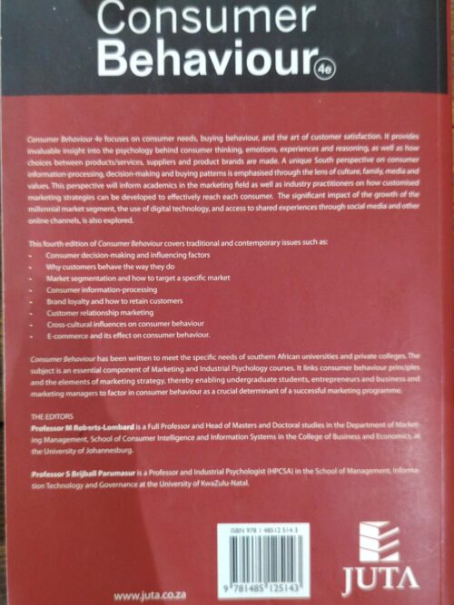 Consumer Behaviour – Mornay Roberts-Lombard, Sanjana Brijball Parumasur secondhand book