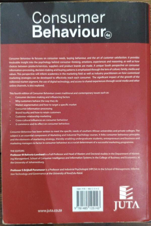 Consumer Behaviour – Mornay Roberts-Lombard, Sanjana Brijball Parumasur secondhand book