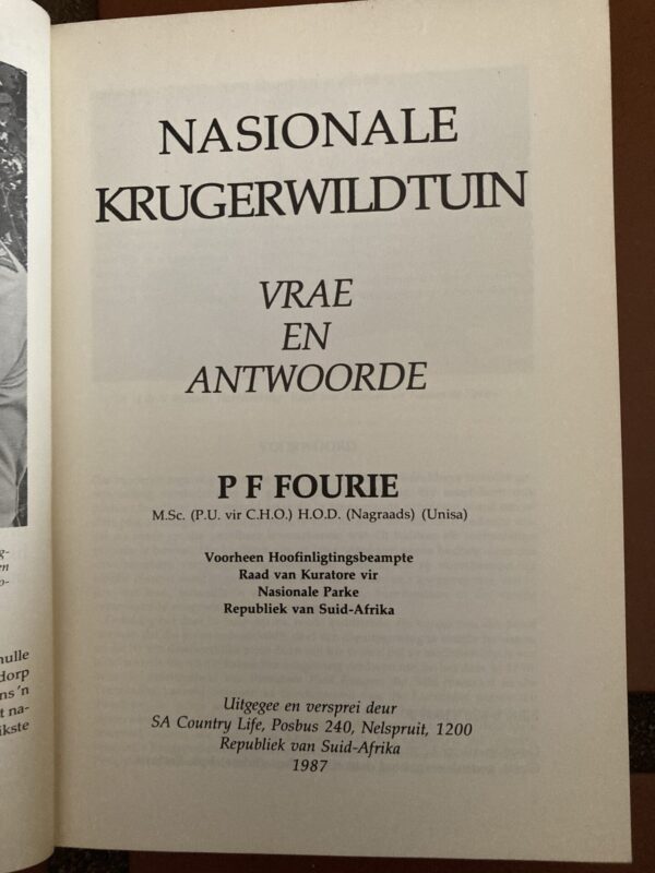 Nasionale Krugerwildtuin: Vrae En Antwoorde – PF Fourie secondhand book