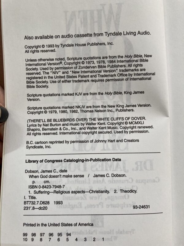 When God Doesn’t Make Sense – Dr. James Dobson secondhand book