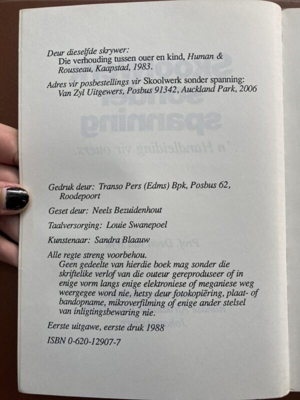 Skoolwerk Sonder Spanning – Deon Van Wyk secondhand book