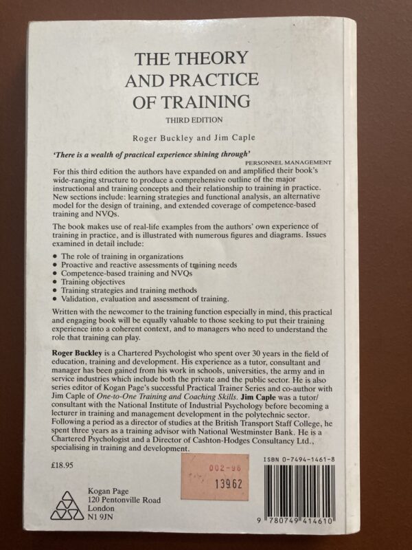 The Theory And Practice Of Training – Roger Buckley, Jim Caple secondhand book