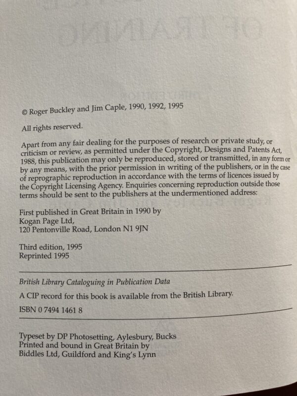 The Theory And Practice Of Training – Roger Buckley, Jim Caple secondhand book