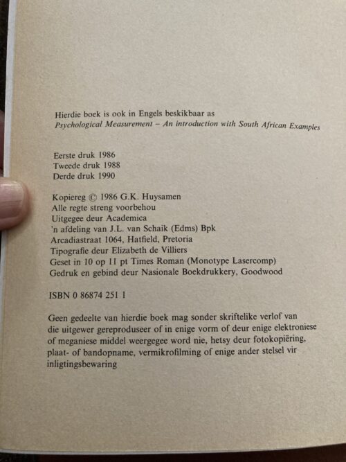 Sielkundige Meting: ‘n Inleiding – GK Huysamen secondhand book