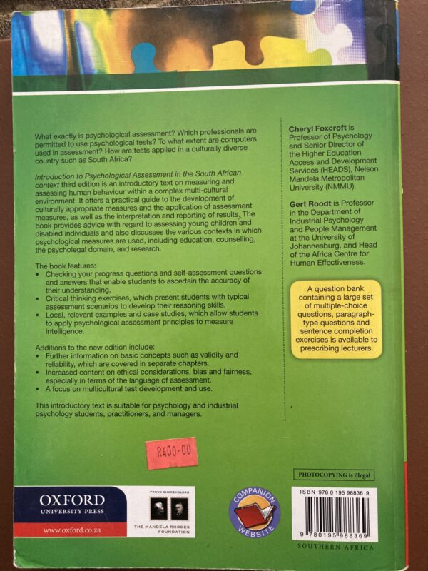 Introduction To Psychological Assessment – Foxcroft, Roodt secondhand book