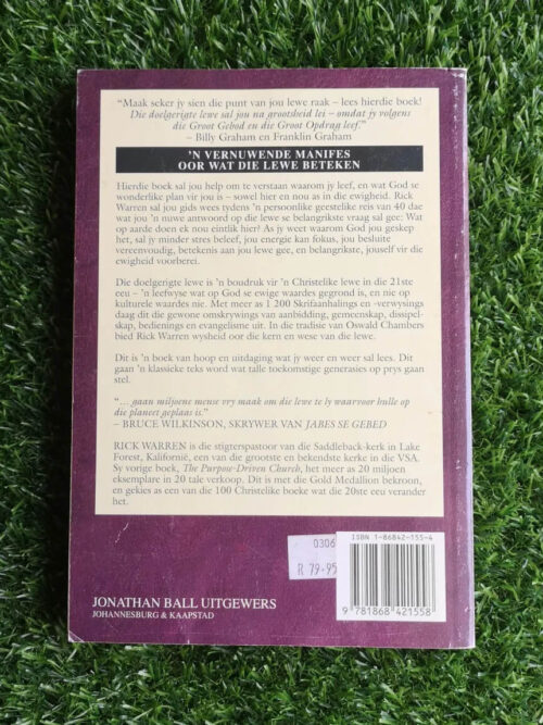 Die Doelgerigte Lewe – Rick Warren secondhand book