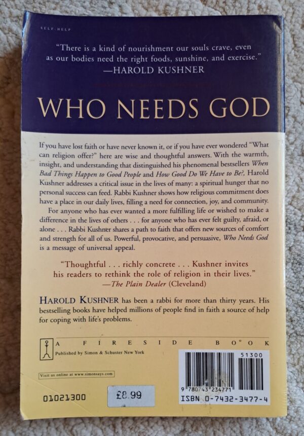 Who Needs God – Harold Kushner secondhand book
