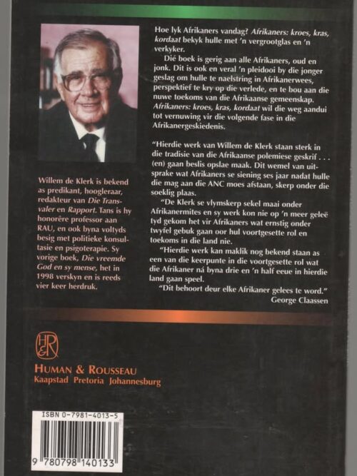 Afrikaners: Kroes, Kras, Kordaat — Willem De Klerk secondhand book