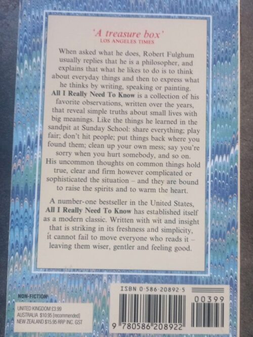 All I Really Need To Know I Learned In Kindergarten – Robert Fulghum secondhand book