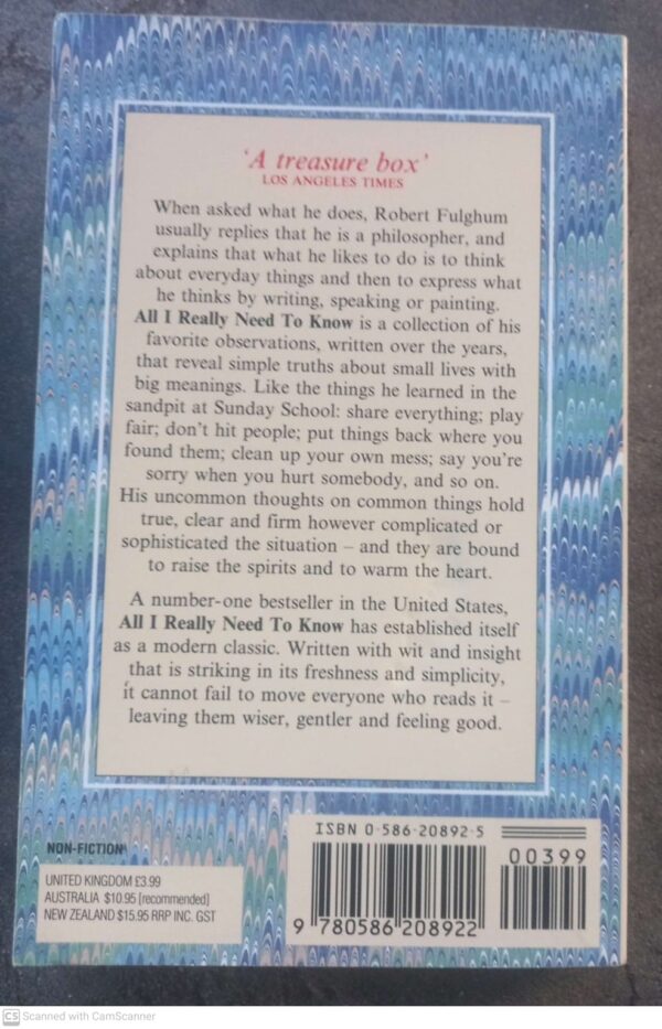 All I Really Need To Know I Learned In Kindergarten – Robert Fulghum secondhand book