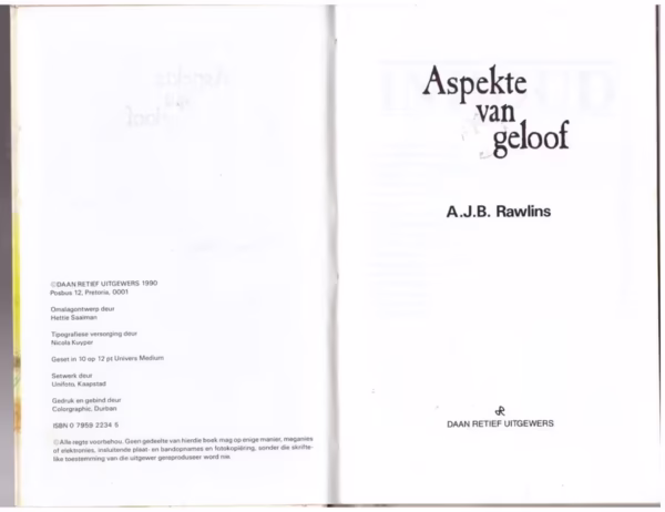 Aspekte Van Geloof — A.J.B. Rawlings secondhand book