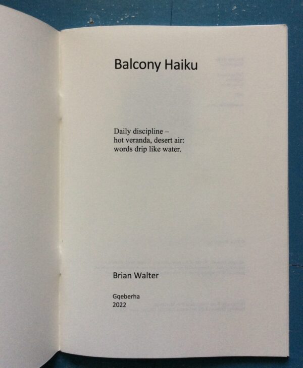 Balcony Haiku – Brian Walter secondhand book