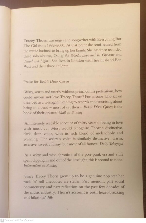 Bedsit Disco Queen – Tracey Thorn secondhand book
