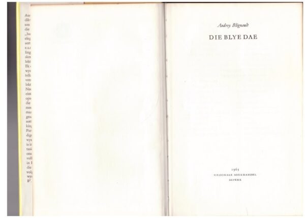 Die Blye Dae — Audrey Blignault secondhand book