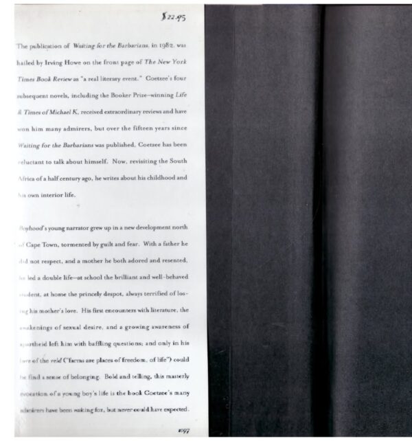 Boyhood: Scenes From Provincial Life — J. M. Coetzee secondhand book