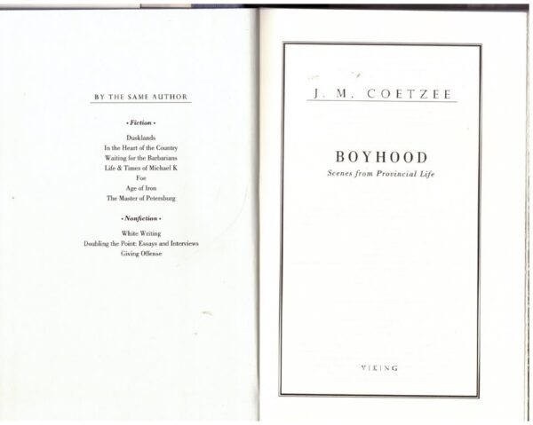 Boyhood: Scenes From Provincial Life — J. M. Coetzee secondhand book
