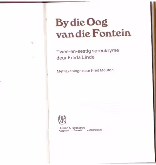 By Die Oog Van Die Fontein: Twee-En-Sestig Spreukryme — Freda Linde secondhand book