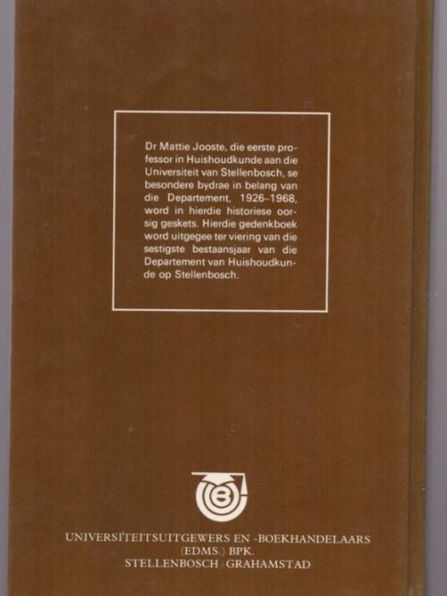 Dr. Mattie Jooste En Huishoudkunde – Ode Krige secondhand book