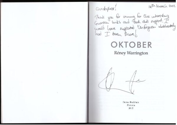 Oktober 3 Oktober — Réney Warrington **Geteken** secondhand book