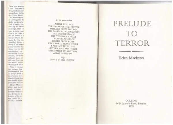 Prelude To Terror – Helen MacInnes secondhand book