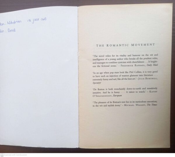 The Romantic Movement — Alain De Botton secondhand book