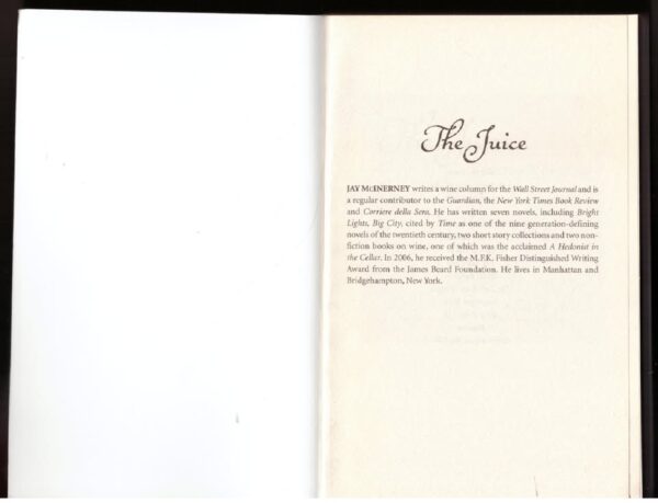 The Juice: Vinous Veritas – Jay McInerney secondhand book